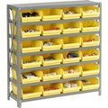 Global Equipment Steel Shelving with 24 4"H Plastic Shelf Bins Yellow, 36x12x39-7 Shelves 603431YL